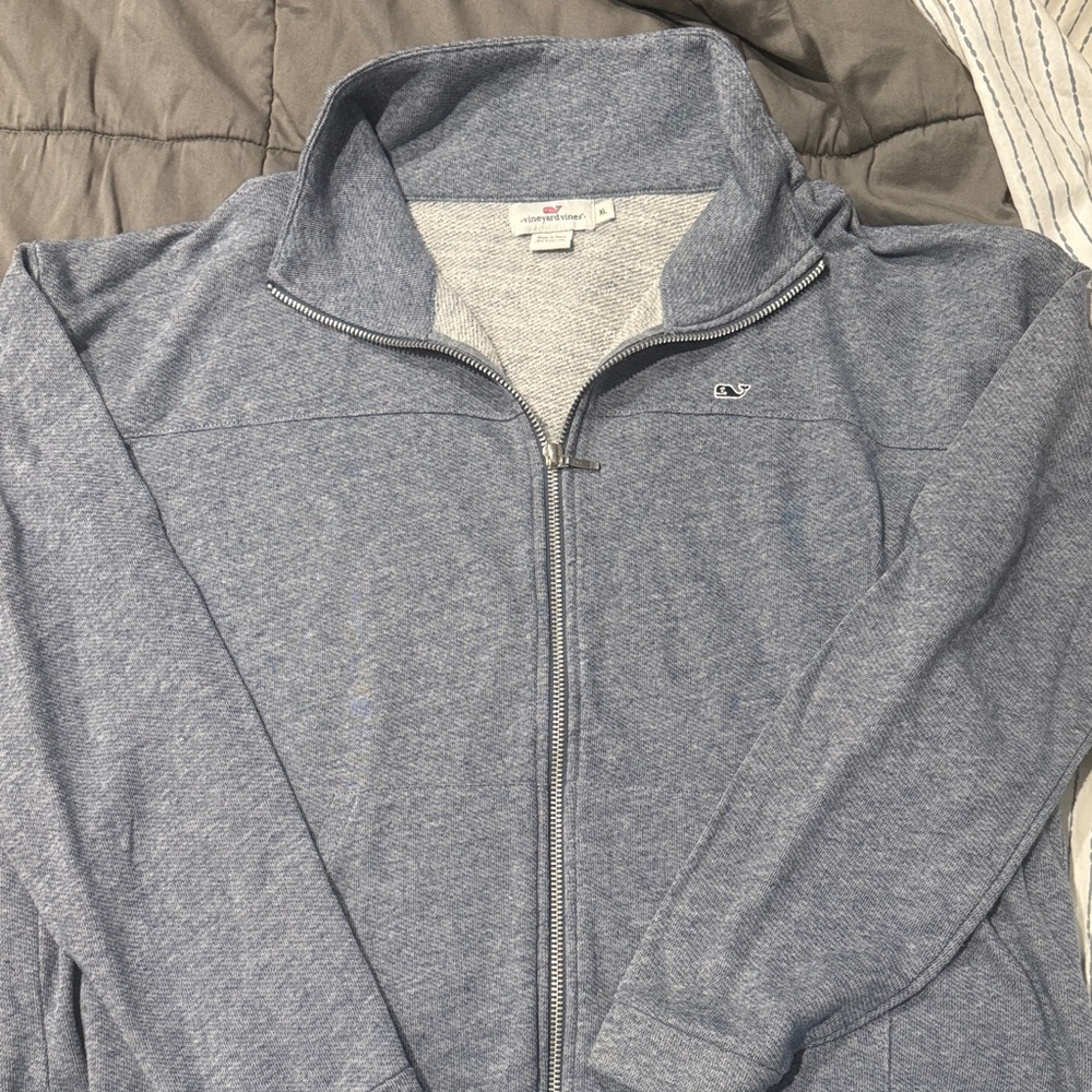 Vineyard Vines Heathered Blue Full-Zip Jacket